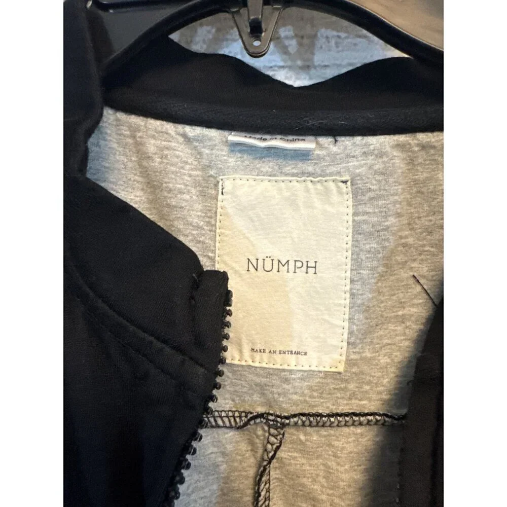Nümph Black Longline Casual Jacket With Front Zip & Pockets Size L - Picture 2 of 4